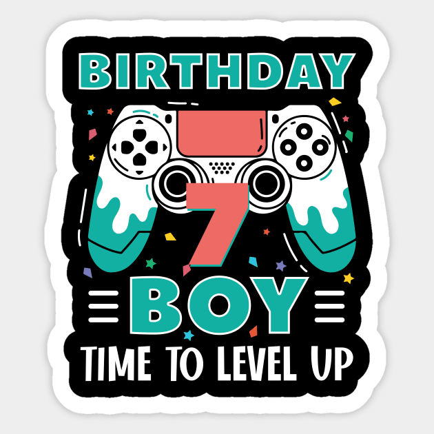 7th Birthday Boy Gamer Funny B-day Gift For Boys kids toddlers Sticker by truong-artist-C